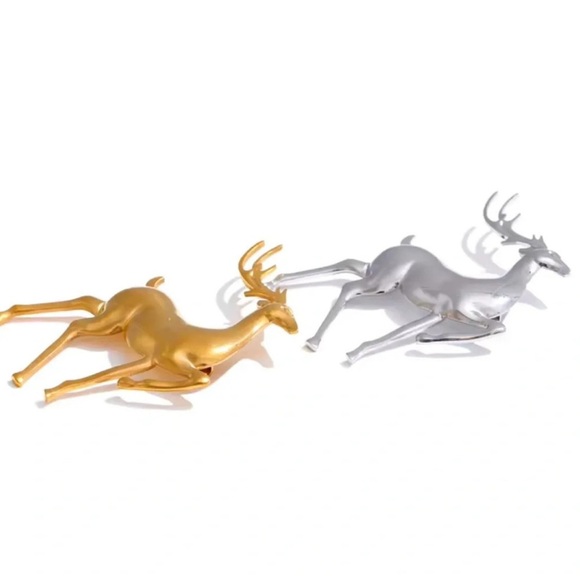 Christmas Reindeer Stainless Steel Waterproof Brooch - Picture 4 of 10